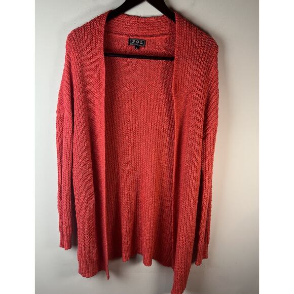 POL Sweater Open Knit Long Cardigan Orangs Size Small Boho - Picture 1 of 8